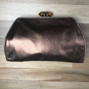 Banana Republic Bronze Clutch Purse Amber Closure